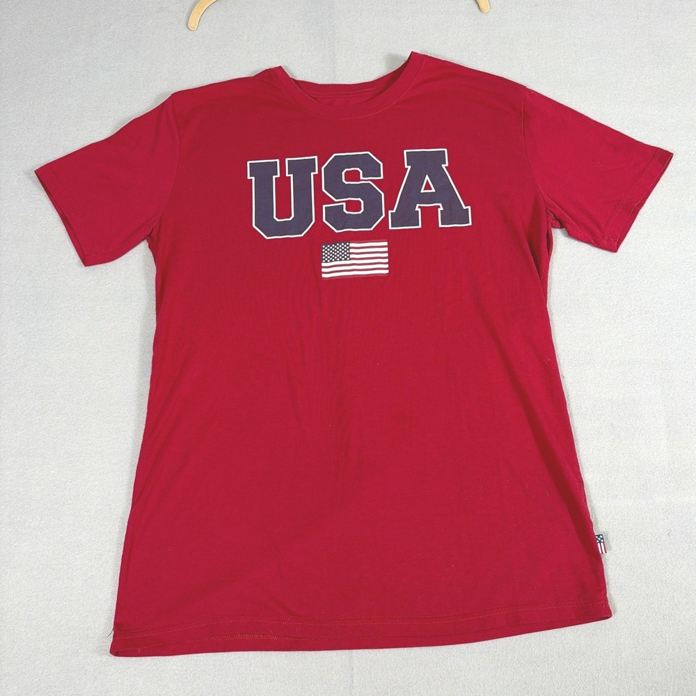 Great American Lakes & Timber USA Flag Red‎ Graphic T-Shirt Mens Large L